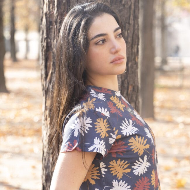 Tropical Leaf Print Crop Top