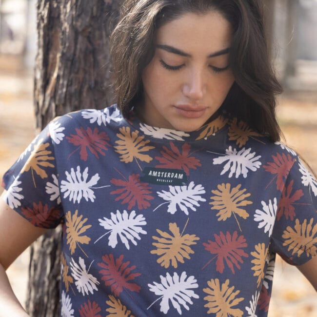 Tropical Leaf Print Crop Top