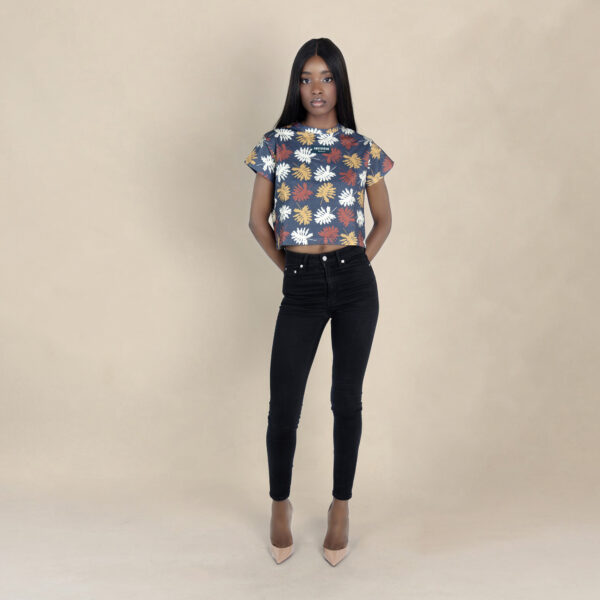 Tropical Leaf Print Crop Top