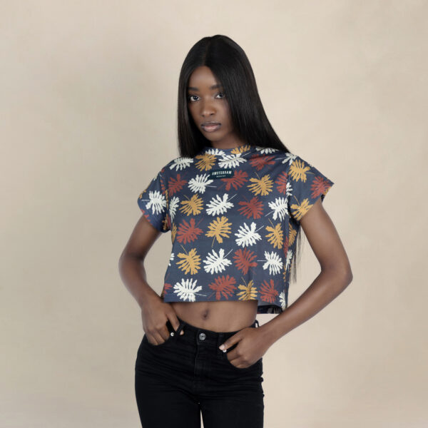 Tropical Leaf Print Crop Top