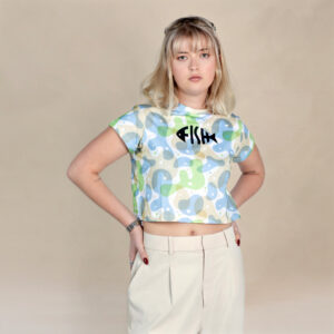 Abstract Fish Print Crop Top