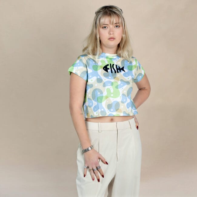 Abstract Fish Print Crop Top